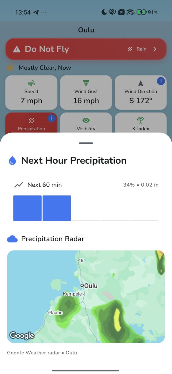 Weather4Fly Android app screen 3